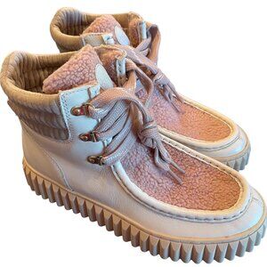 NEW Sam Edelman Women's Ankle Boot, "Fay," Ivory Leather, Pink Accent, Size 10M